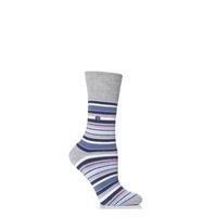 Ladies 1 Pair Gentle Grip Kate Striped Cushioned Socks