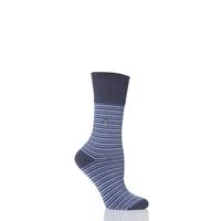 Ladies 1 Pair Gentle Grip Darcy Striped Cushioned Socks