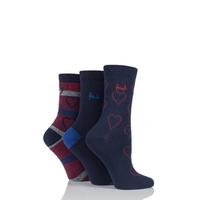 Ladies 3 Pair Pringle Shanice Hearts and Plain Socks