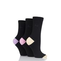 Ladies 3 Pair Pringle Terri-Ann Contrast Heel and Toe Socks