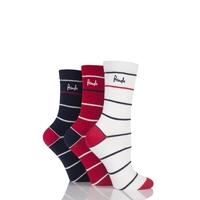 Ladies 3 Pair Pringle Molly Striped Cotton Socks