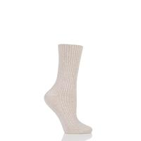 Ladies 1 Pair Urban Knit Cashmere Blend Ribbed Socks