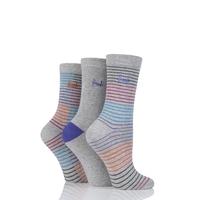 ladies 3 pair pringle mercedes multi stripe cotton socks