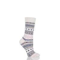 Ladies 1 Pair Braintree Nera Fairisle Organic Cotton and Wool Socks