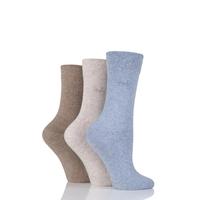 Ladies 3 Pair Pringle Jean Plain Comfort Cuff Cotton Socks
