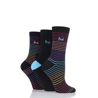 ladies 3 pair pringle mercedes multi stripe cotton socks