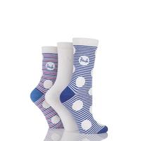 Ladies 3 Pair Pringle Lucy Striped Spots and Plain Cotton Socks