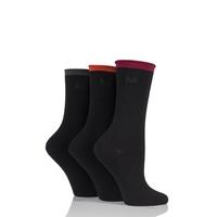 ladies 3 pair pringle rebecca contrast roll top socks