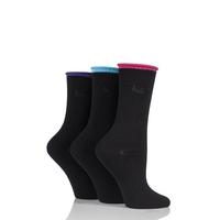 ladies 3 pair pringle rebecca contrast roll top socks