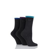 ladies 3 pair pringle rebecca contrast roll top socks