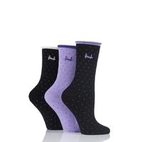 Ladies 3 Pair Pringle Myra Dots Roll Top Cotton Socks