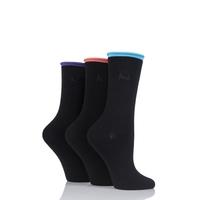 Ladies 3 Pair Pringle Rebecca Contrast Roll Top Socks