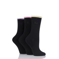 Ladies 3 Pair Pringle Rebecca Contrast Roll Top Socks