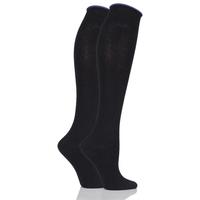 Ladies 2 Pair Pringle Hannah Contrast Cuff Knee High Socks