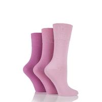 Ladies 3 Pair Gentle Grip Plain Mix Socks