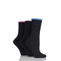 Ladies 3 Pair Pringle Rebecca Contrast Roll Top Socks