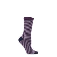 Ladies 1 Pair Charnos Bamboo Narrow Striped Socks with Contrast Heel and Toe