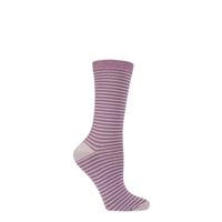 Ladies 1 Pair Charnos Bamboo Narrow Striped Socks with Contrast Heel and Toe