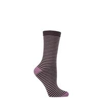 Ladies 1 Pair Charnos Bamboo Narrow Striped Socks with Contrast Heel and Toe