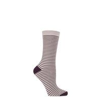 Ladies 1 Pair Charnos Bamboo Narrow Striped Socks with Contrast Heel and Toe