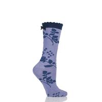 ladies 1 pair charnos floral bamboo socks with bow