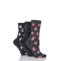 Ladies 3 Pair Pringle Salena Space Dye Dots and Plain Socks