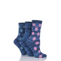 Ladies 3 Pair Pringle Salena Space Dye Dots and Plain Socks