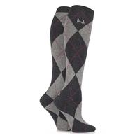 Ladies 2 Pair Pringle New Katrina Argyle Knee High Socks