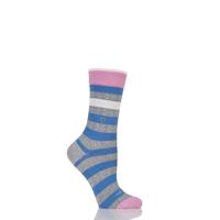 Ladies 1 Pair Burlington Selsey Mixed Striped Cotton Socks