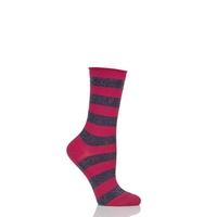 Ladies 1 Pair Burlington Shiny Stripe Cotton Socks