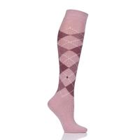 Ladies 1 Pair Burlington Whitby Extra Soft Argyle Knee High Socks