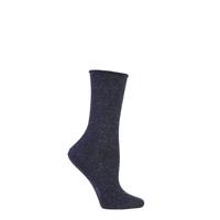 Ladies 1 Pair Burlington Ladywell Cotton Lurex Roll Top Socks