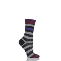 Ladies 1 Pair Burlington Selsey Mixed Striped Cotton Socks