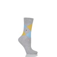 ladies 1 pair burlington queen argyle cotton socks