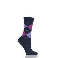 Ladies 1 Pair Burlington Queen Argyle Cotton Socks