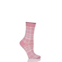 ladies 1 pair burlington multi coloured check cotton socks