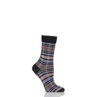 ladies 1 pair burlington multi coloured check cotton socks