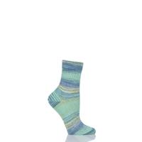 Ladies 1 Pair Burlington Painted Ajour Mixed Colour Cotton Ankle Socks