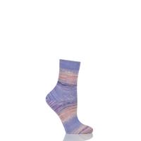 Ladies 1 Pair Burlington Painted Ajour Mixed Colour Cotton Ankle Socks