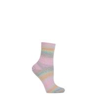 Ladies 1 Pair Burlington Painted Ajour Mixed Colour Cotton Ankle Socks