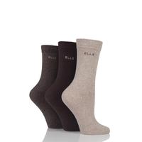 ladies 3 pair elle plain comfort cuff cotton socks with hand linked to ...