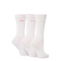 Ladies 3 Pair Elle Cotton Plain Sock With Comfort Cuff