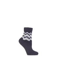 Ladies 1 Pair Elle Wool Blend Zig Zag Slipper Socks