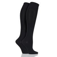 Ladies 2 Pair Elle Plain Bamboo Knee Highs