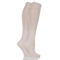 Ladies 2 Pair Elle Plain Bamboo Knee Highs
