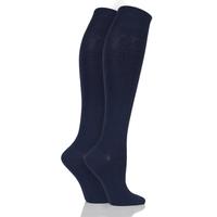 Ladies 2 Pair Elle Plain Bamboo Knee Highs