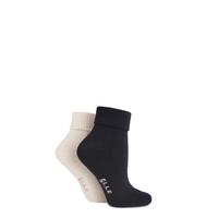 Ladies 2 Pair Elle Bamboo Ankle Socks With Cushion Sole