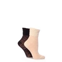 Ladies 2 Pair Elle Waffle Welt Anklet Socks