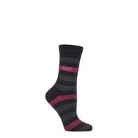 Ladies 1 Pair Elle Wool & Viscose Striped Socks