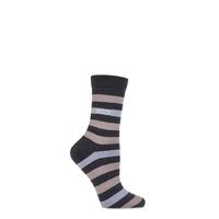 Ladies 1 Pair Elle Wool & Viscose Striped Socks